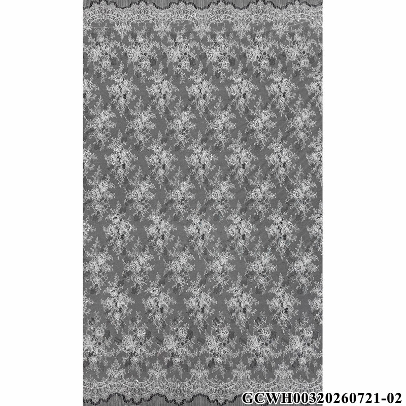 GCWH00320260721-02 Beaded Floral Bridal Lace Fabric with Sequins and Pearl Embellishments